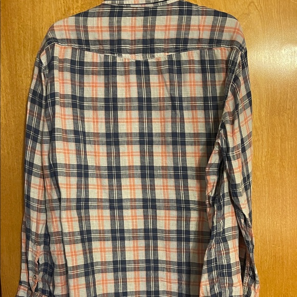 Plaid Button-Down Shirt in Blue and Peach - Picture 8 of 13